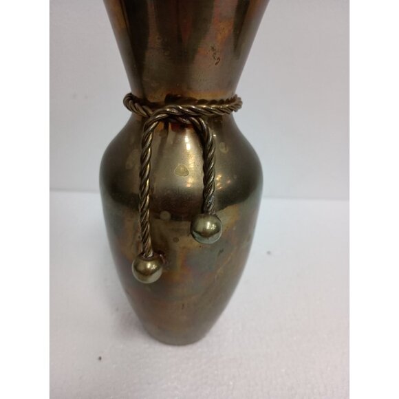 Vintage Gatco Solid Brass Twisted Rope Tassel Accent Gold Tone Bud Vase MCM - Picture 2 of 9